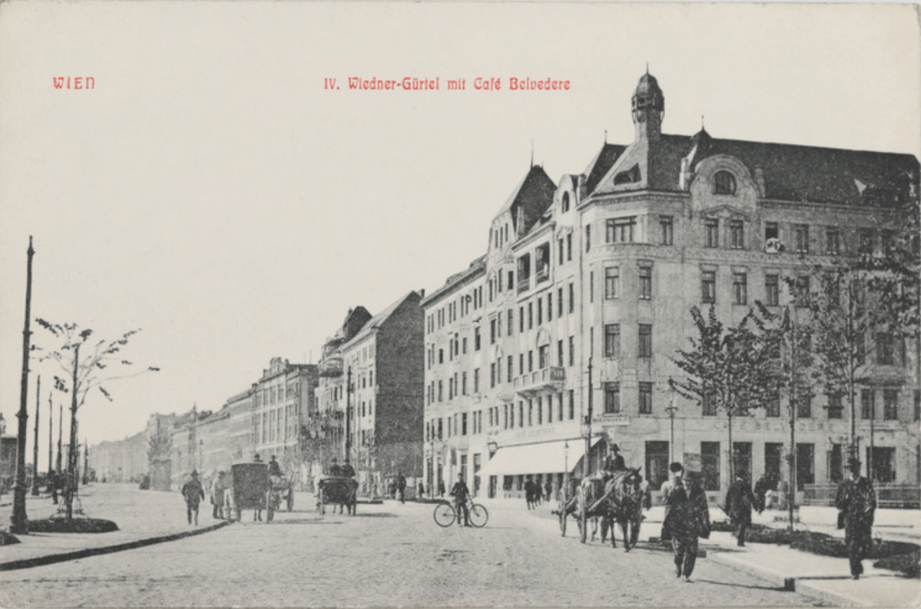 Historische Postkarte 1907 mit Café Belvedere (Sammlung Wien Museum)